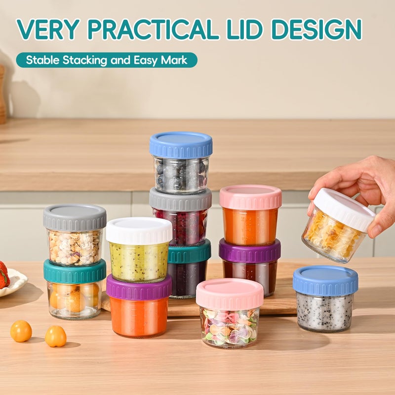 DEHOV 6-Piece Glass Baby Food Containers with Lids,4 OZ Small Glass Freezer Safe Baby Food Storage Jars,Leak Proof Baby Food Grade Puree Containers - Image 5