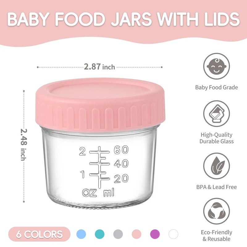DEHOV 6-Piece Glass Baby Food Containers with Lids,4 OZ Small Glass Freezer Safe Baby Food Storage Jars,Leak Proof Baby Food Grade Puree Containers - Image 2