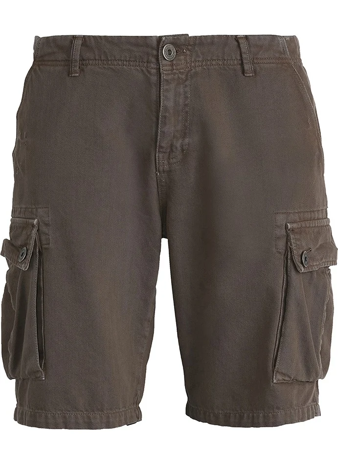 باد بير 21.01.11.004_Gunner Normal Waist Regular Fit Plain Anthracite Men's Cargo Shorts