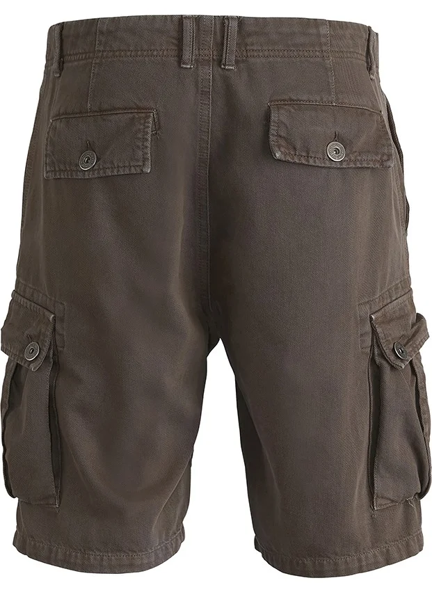 باد بير 21.01.11.004_Gunner Normal Waist Regular Fit Plain Anthracite Men's Cargo Shorts