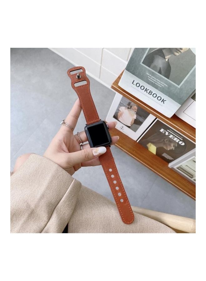 NIBEMINENT Ethnic Replacement Watchband for Apple Watch Series 1/2/3/4/5/6/7/SE 42/44/45mm Red/Brown - Image 1