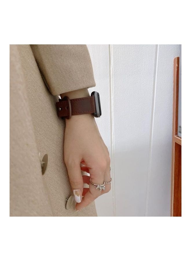 NIBEMINENT Ethnic Replacement Watchband for Apple Watch Series 1/2/3/4/5/6/7/SE 42/44/45mm Red/Brown - Image 5