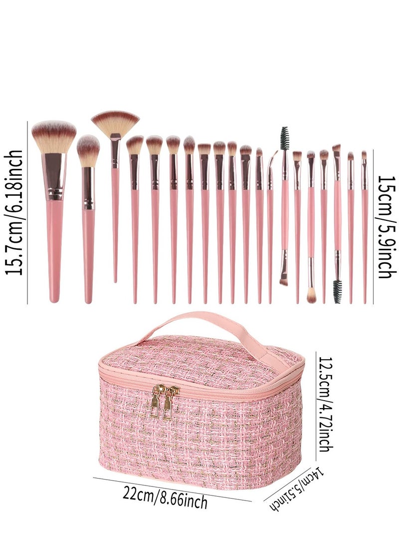 جوسكوين مجموعة فرش مكياج 40 قطعة، طقم أدوات مكياج فاخرة من شعيرات صناعية، فرش كريم الأساس، والبودرة، والكونسيلر، وظلال العيون، والبلاشر، ووسادة البودرة، لون وردي، مجموعة مكونة من 40 قطعة. - Image 3
