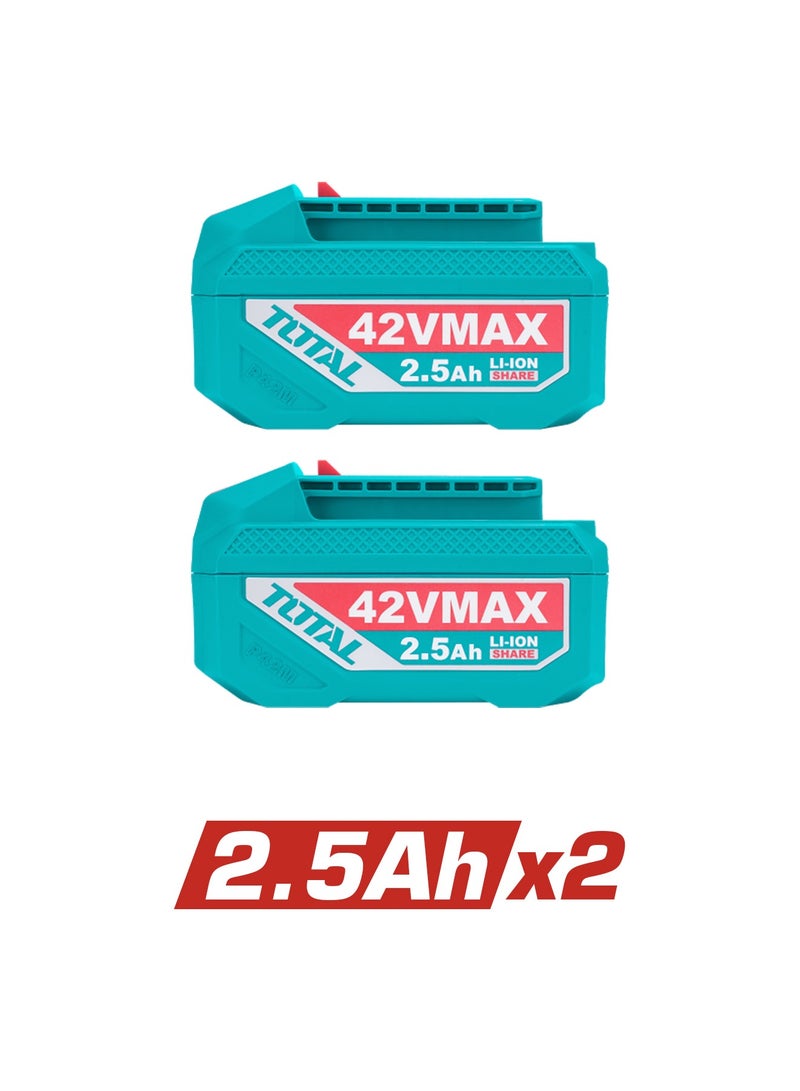 TOTAL 42V Lithium-Ion Battery and Charger Kit, 2.5Ah, 2 Battery Packs with LED Indicator and Fast Charger, 75 Minute Charging Time, 2 Pack - Image 2