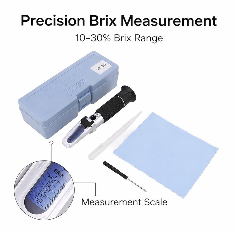 Meter Refractometer 10-30% Aluminum Portable Handheld Sugar Content Hydrometer for Fruit Other Sugary Drink - Durable Lightweight Design, Easy to Use for Juice and Beverage T - Image 2