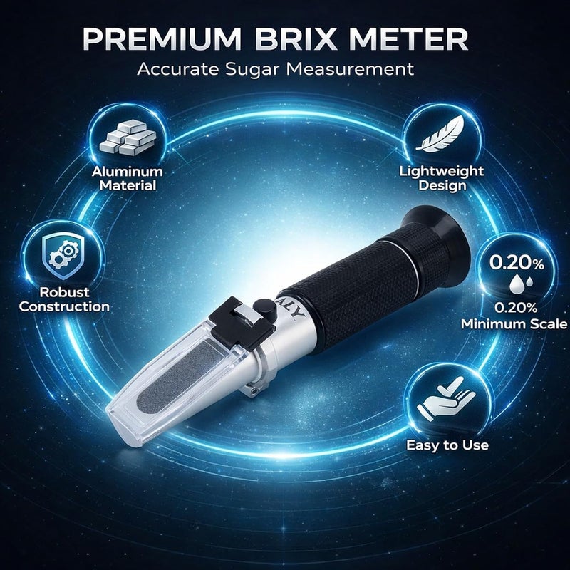 Meter Refractometer 10-30% Aluminum Portable Handheld Sugar Content Hydrometer for Fruit Other Sugary Drink - Durable Lightweight Design, Easy to Use for Juice and Beverage T - Image 3