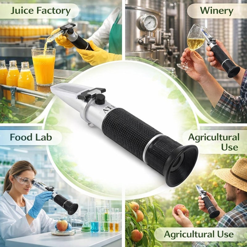 Meter Refractometer 10-30% Aluminum Portable Handheld Sugar Content Hydrometer for Fruit Other Sugary Drink - Durable Lightweight Design, Easy to Use for Juice and Beverage T - Image 4