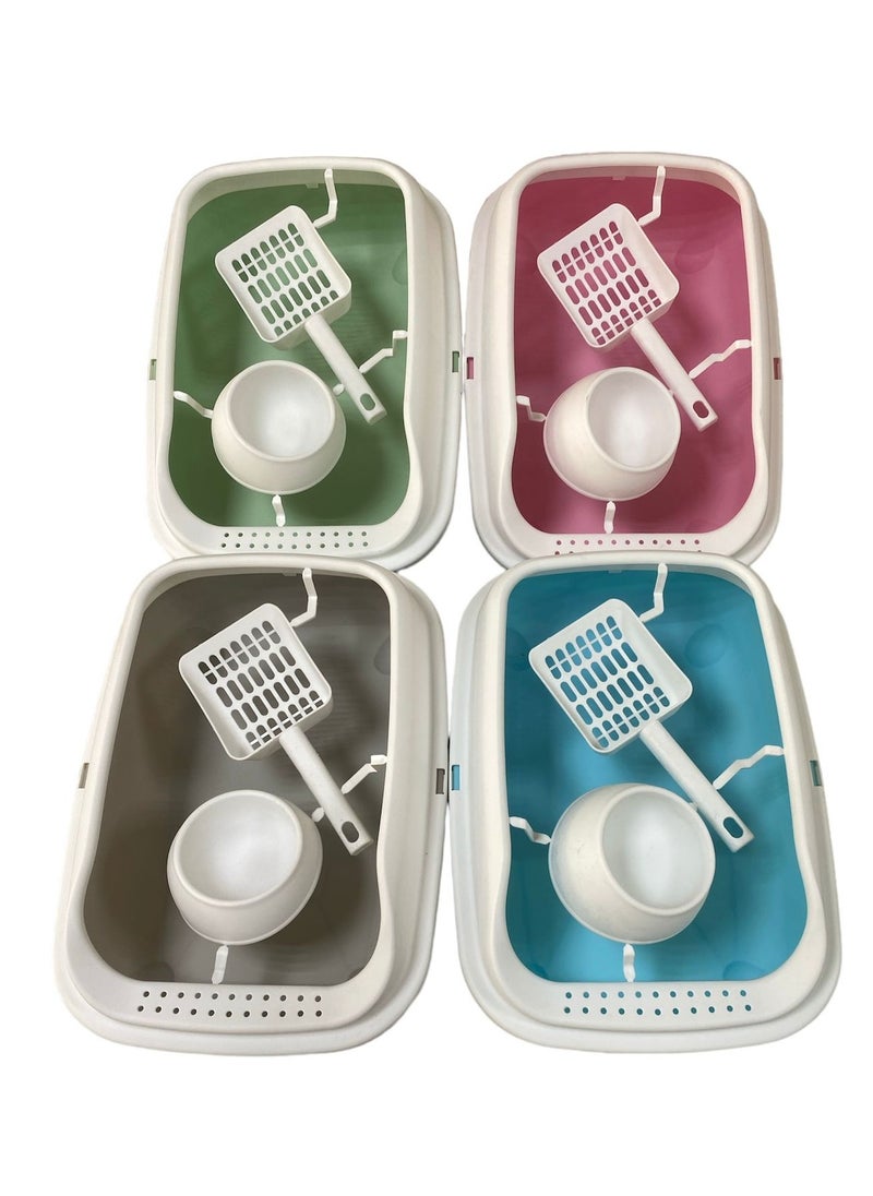 HAPPY PUSS - Cat litter box 3 in 1: sand box, feeder bowl and cat litter scoop, - Image 1