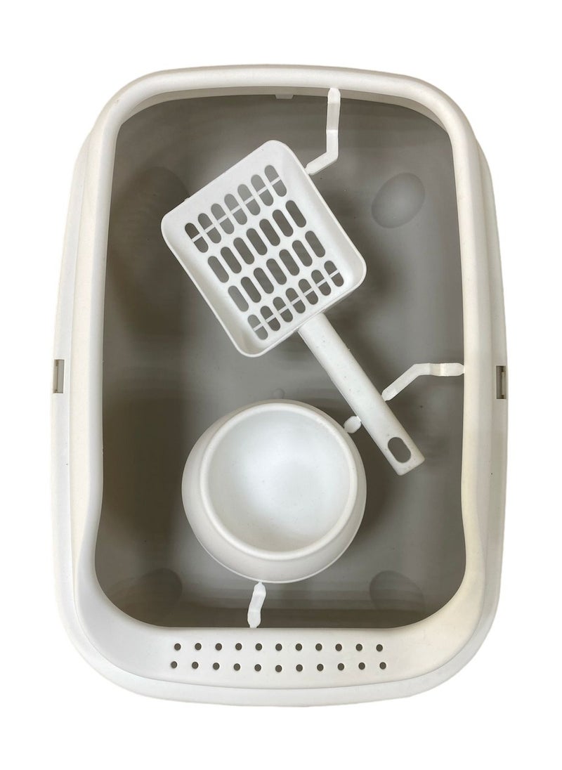 HAPPY PUSS - Cat litter box 3 in 1: sand box, feeder bowl and cat litter scoop, - Image 1