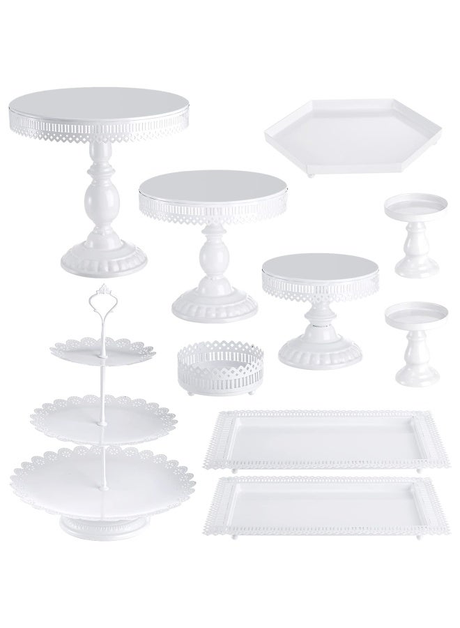 Hedume Hedume 10-Set Cake Stands  Metal CuPiecesake Stand Set With Multiple Combination Styles  Dessert Plate Cake Serving Tray Candy Fruit Display Tower For Wedding  Birthday Party  Anniversary  - Image 1