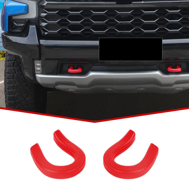 JeCar Tow Hook Covers Factory Bumper Tow Hook Protector Exterior Accessories Compatible with Chevy Silverado GMC Sierra 20142023 Red