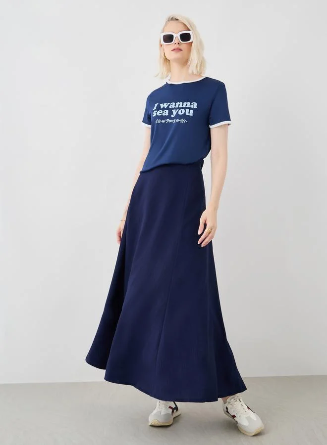 تايك تو Take Two Slogan Print Round Neck T-Shirt