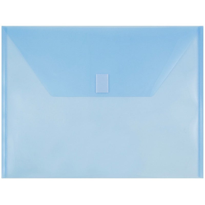 JAM PAPER Plastic Envelopes with Hook Loop Closure Letter Booklet 9 34 x 13 Blue 12Pack