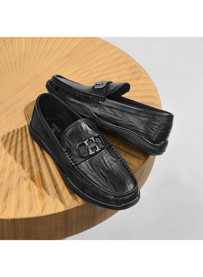 Septwolves Top Grain Leather】 Autumn 2025 New Men's Driving Shoes With Exquisite Buckle Detail, Textured Finish For Business Casual Wear - Image 3
