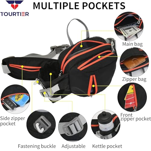TOURTIER Outdoor Multi-Functional Waist Bag with Water Bottle Holder, Running Waist Belt Pack for Jogging Cycling Riding Camping Hiking Sports - Image 3