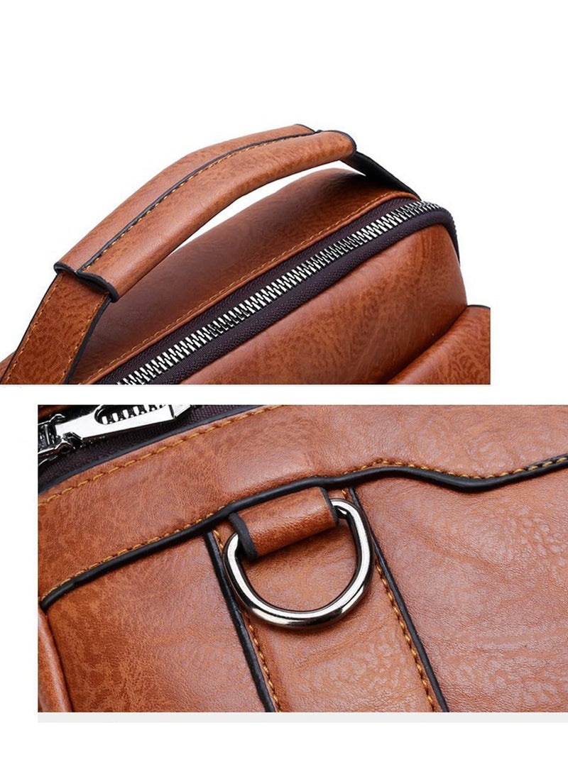 TAPIT Sling Bag for Men Crossbody Small Shoulder backpack with Purse for Business and Traveling Made of PU Leather Waterproof Large Capability (Black) - Image 5