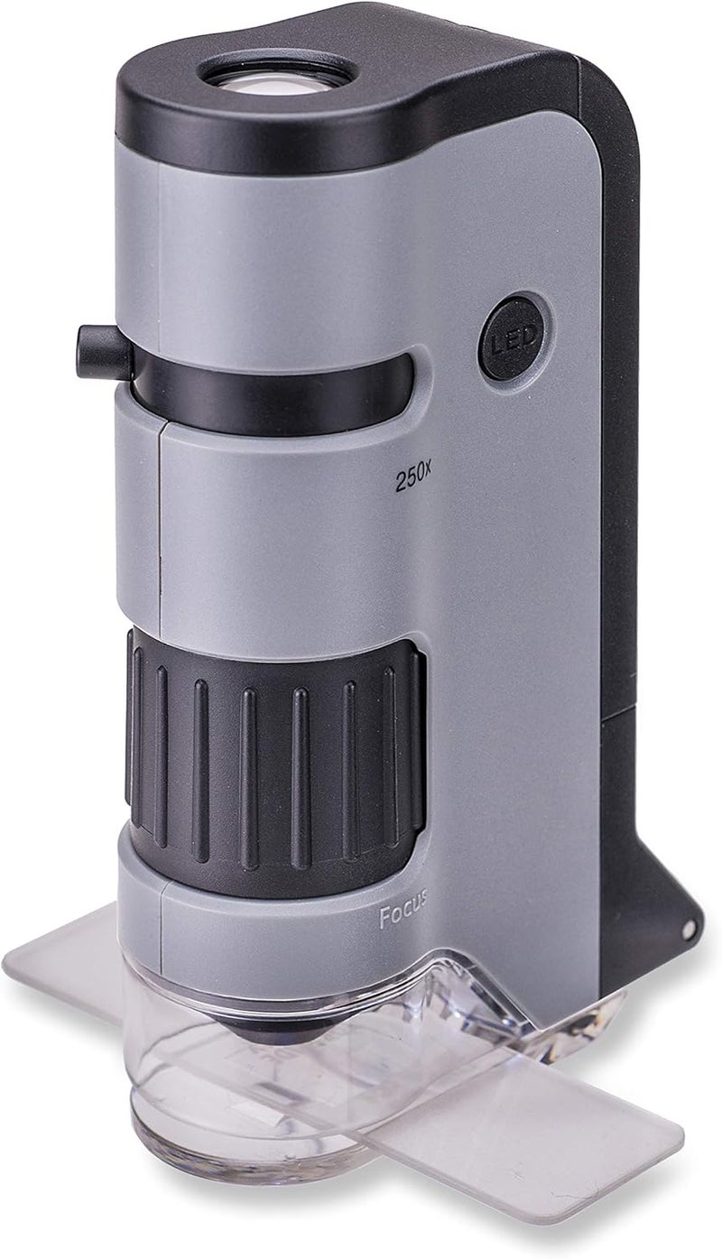 Carson MicroFlip 100x-250x LED and UV Lighted Pocket Microscope with Flip Down Slide Base and Adapter with CarsonCam Phone App - Set of 4 (MP-250MU) - Image 4