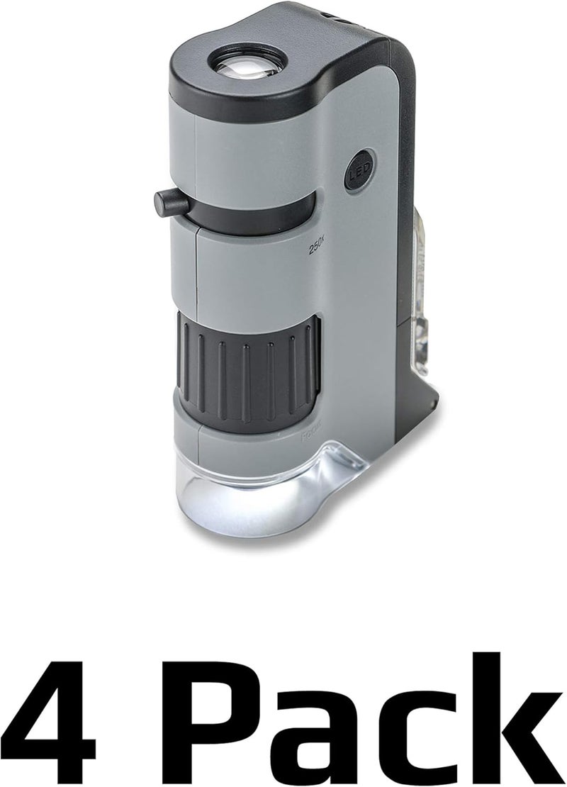 Carson MicroFlip 100x-250x LED and UV Lighted Pocket Microscope with Flip Down Slide Base and Adapter with CarsonCam Phone App - Set of 4 (MP-250MU) - Image 2