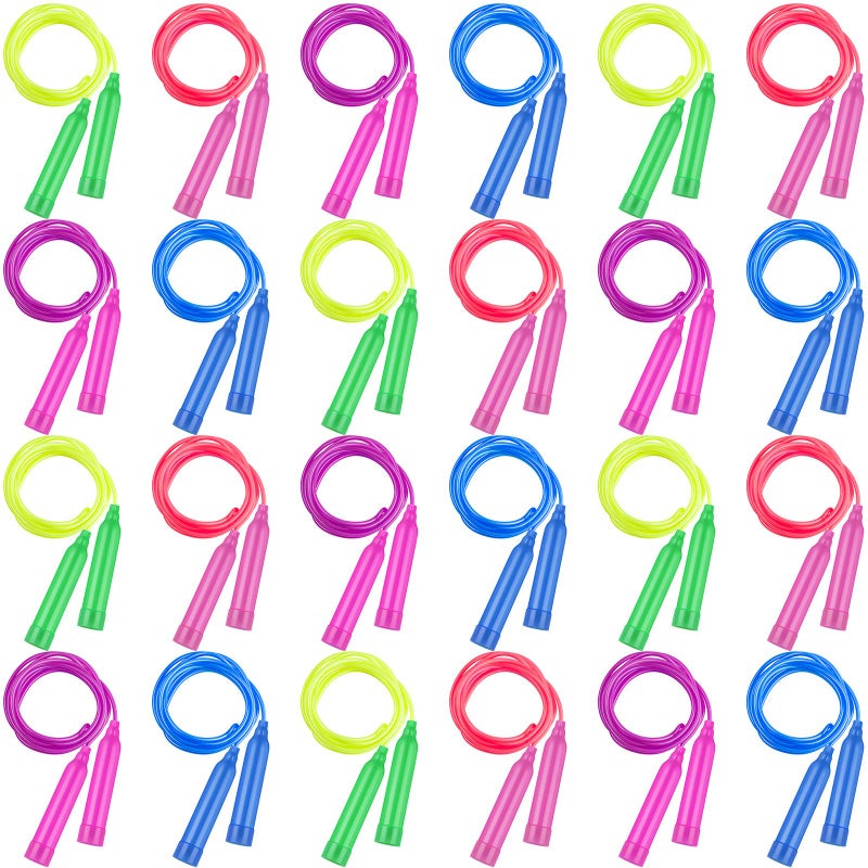 Elcoho 24 Pack Colorful Kids Jump Rope Set Adjustable Plastic Kids Jump Rope Skipping Rope Outdoor Jump Ropes Great Party Favor - Image 2