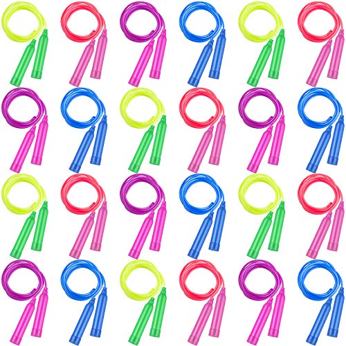 Elcoho 24 Pack Colorful Kids Jump Rope Set Adjustable Plastic Kids Jump Rope Skipping Rope Outdoor Jump Ropes Great Party Favor - Image 1