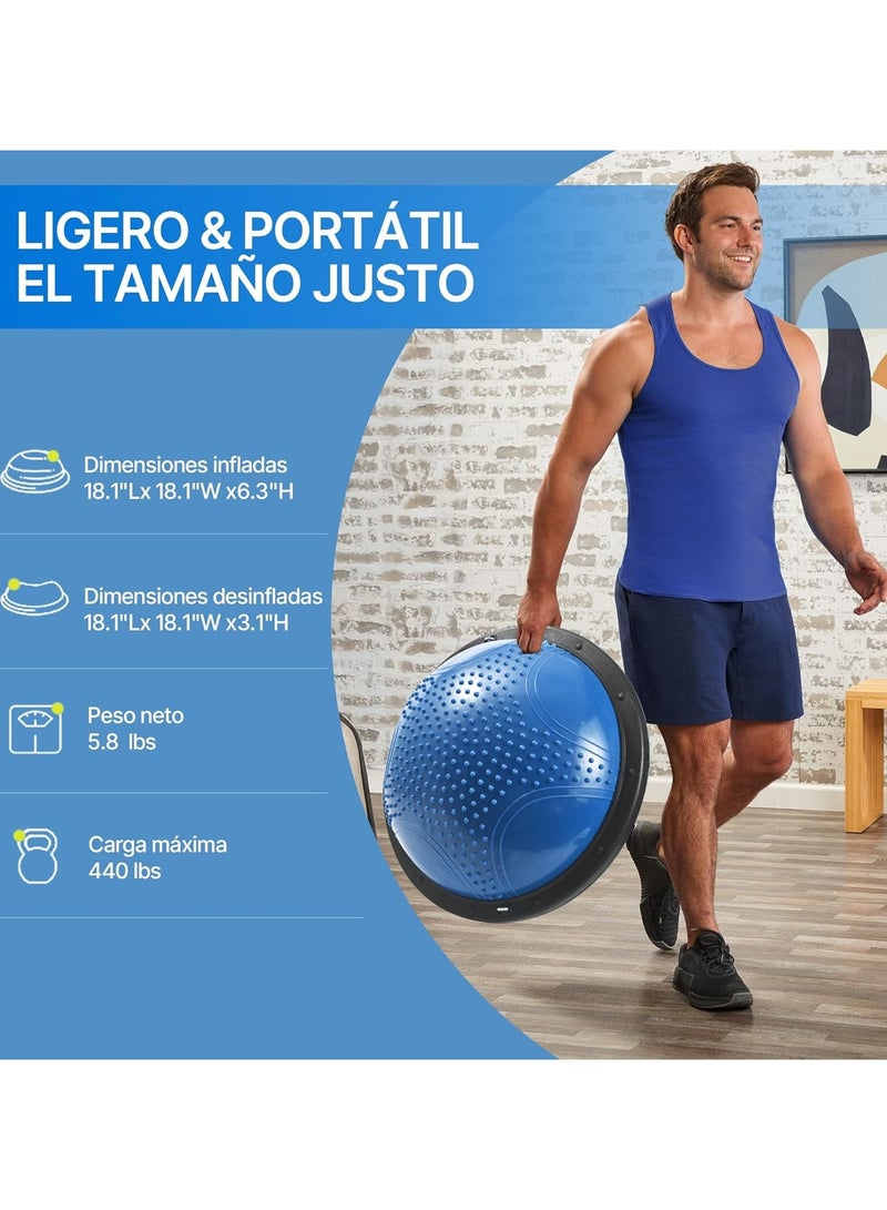 founder Half Ball Balance Trainer - 58cm Anti Slip Half Balance Ball with Resistance Bands and Foot Pump, Exercise Ball for Yoga, Fitness, Core Training, Home Gym Workout - Image 2