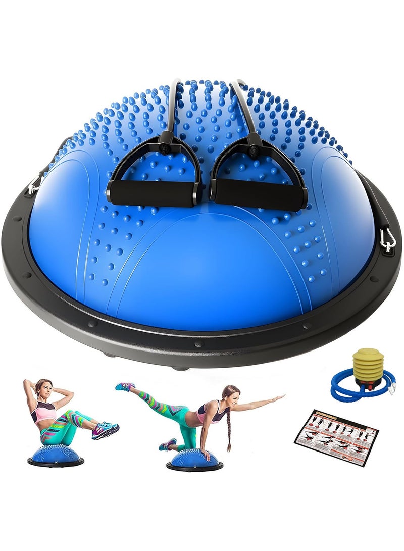 founder Half Ball Balance Trainer - 58cm Anti Slip Half Balance Ball with Resistance Bands and Foot Pump, Exercise Ball for Yoga, Fitness, Core Training, Home Gym Workout - Image 1