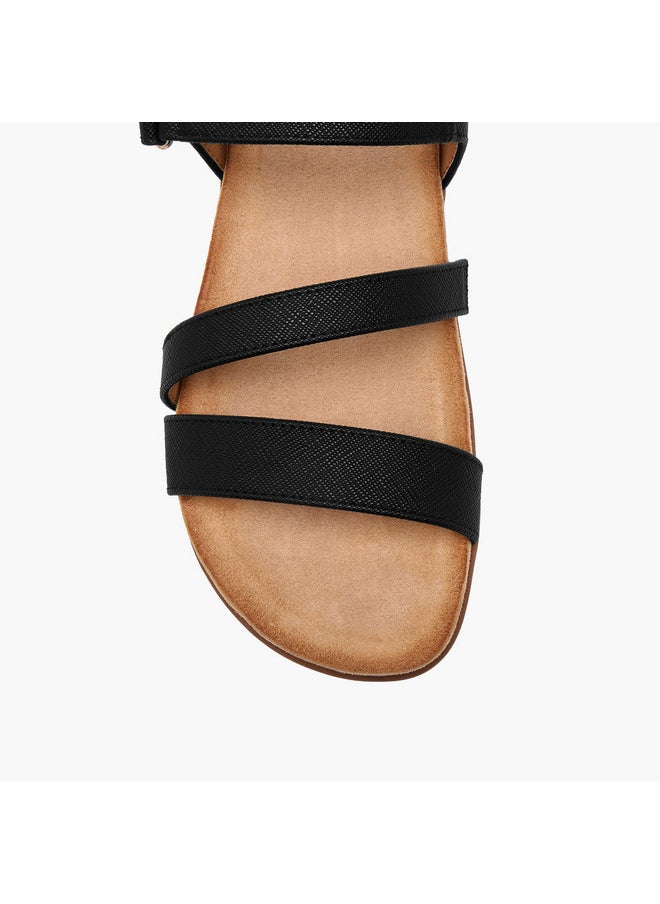Flora Bella By Shoexpress Women's Textured Strap Sandals with Hook and Loop Closure  - Image 4
