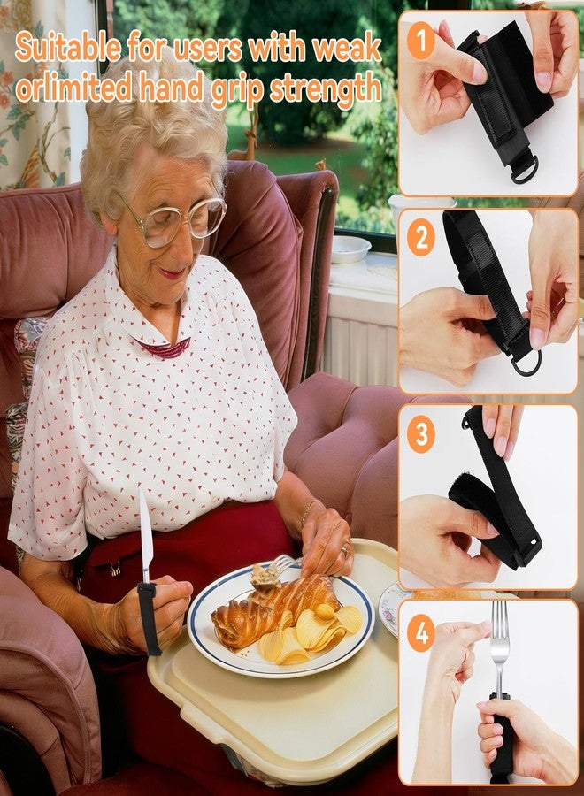 Agatige Aid Utensil Cuff Holder, Adjustable Hand Strap Easy Grip Adaptive Equipment Cuff Eating Utensils for Holding Utensils, Eating Assistance Cuff, Weak Grip & Limited Mobility - Image 3