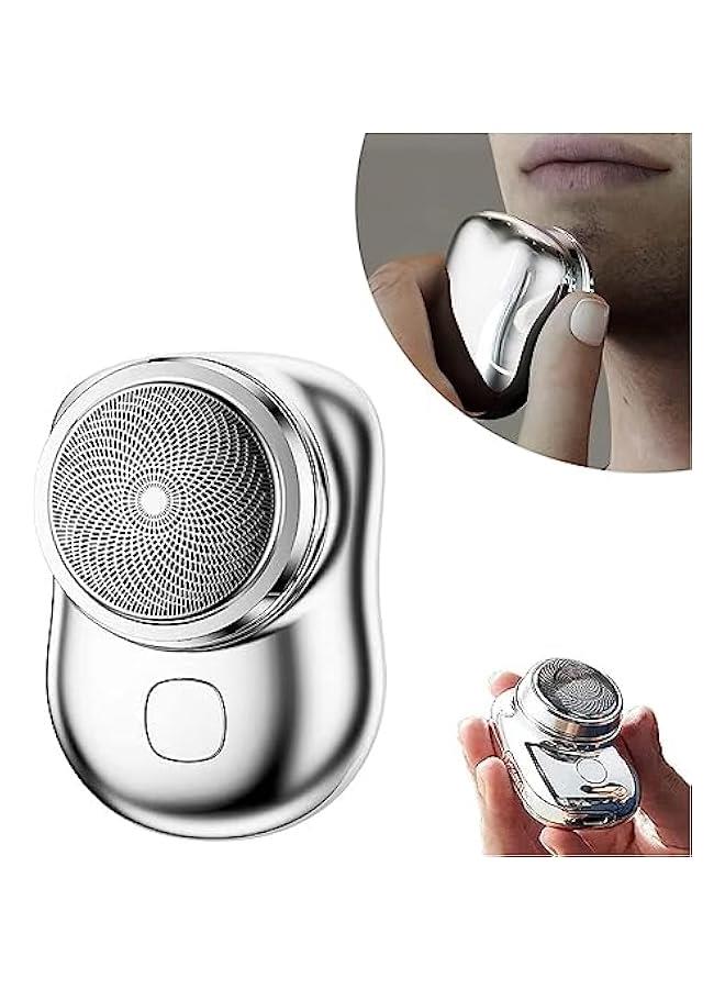 MOXO MiniShave Portable Electric Shaver Type C Fast ChargingPocket SizePortable Shaver Wet and Dry Mens RazorProfessional and Portable Electric Shaver for Travel (Silver) - Image 1