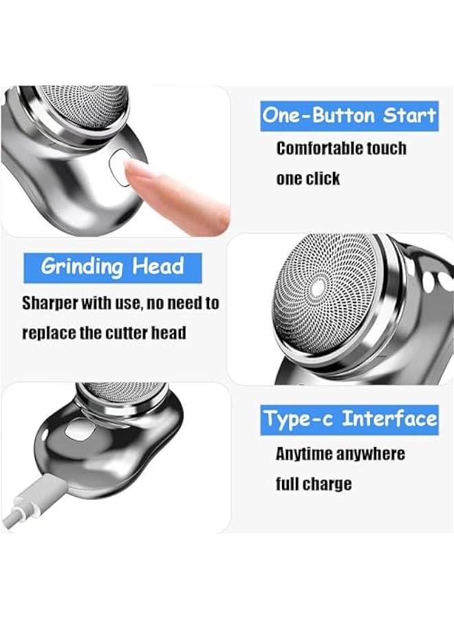 MOXO MiniShave Portable Electric Shaver Type C Fast ChargingPocket SizePortable Shaver Wet and Dry Mens RazorProfessional and Portable Electric Shaver for Travel (Silver) - Image 3
