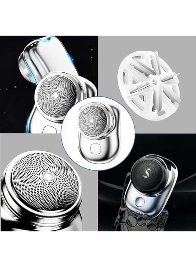 MOXO MiniShave Portable Electric Shaver Type C Fast ChargingPocket SizePortable Shaver Wet and Dry Mens RazorProfessional and Portable Electric Shaver for Travel (Silver) - Image 4