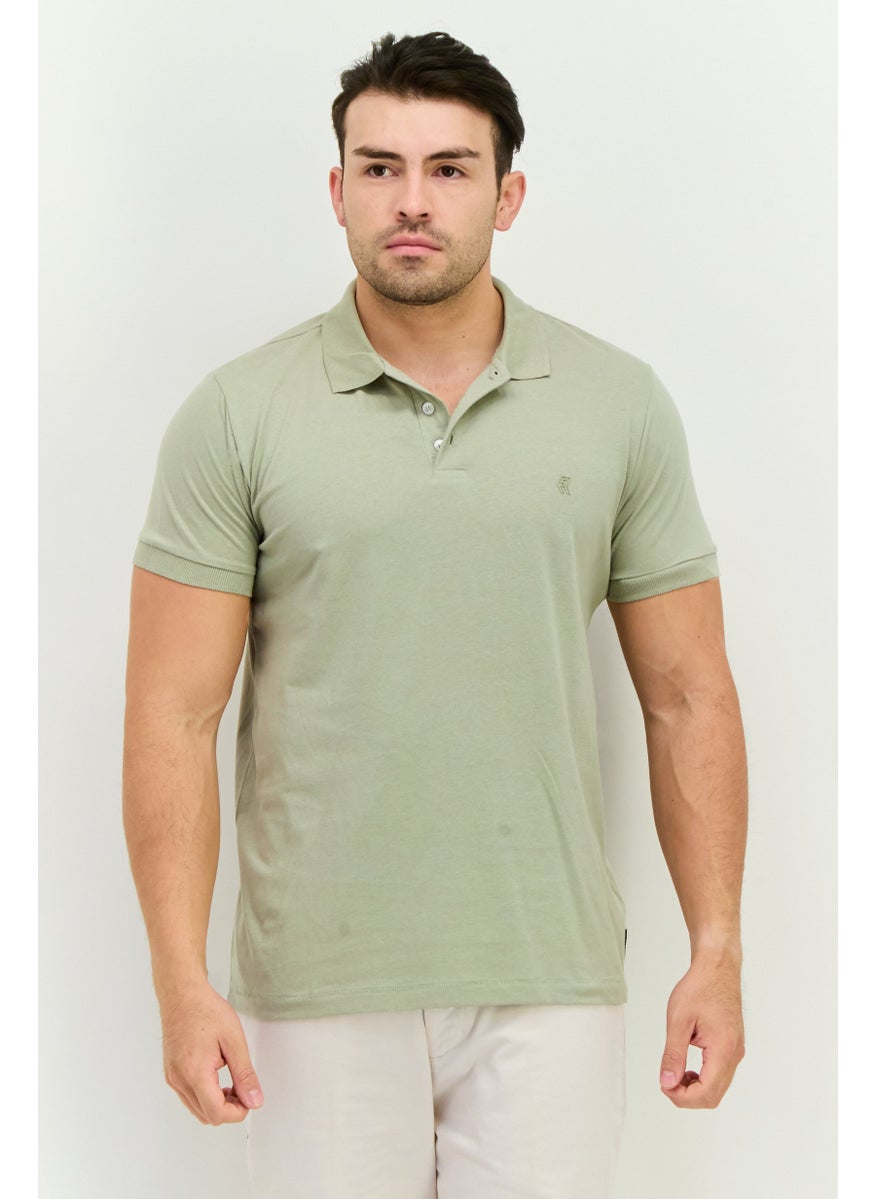 French Connection Men Regular Fit Brand Logo Short Sleeve Polo Shirt, Sage  - Image 1