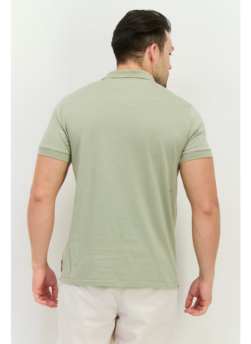 French Connection Men Regular Fit Brand Logo Short Sleeve Polo Shirt, Sage  - Image 3