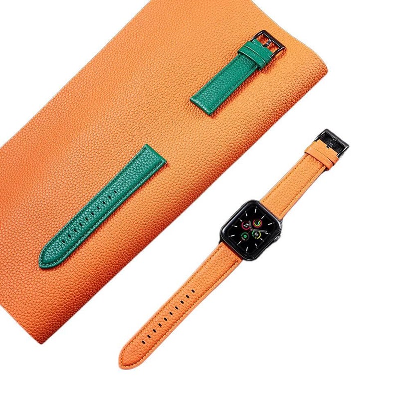 سوار ساعة ذكية سوار جلدي كلاسيكي متوافق مع Apple Watch 38/40/41/42/44/45/49mm بملاءمة قابلة للتعديل وحزام بديل باللون أحمر قابل للتعديل - Image 2