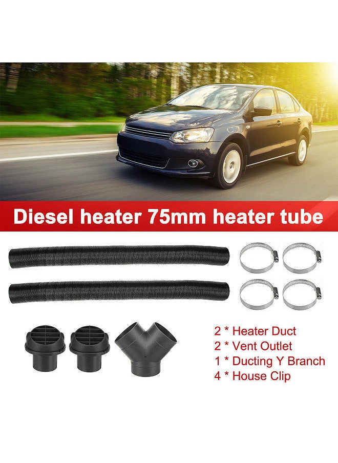 Generic - Compatible with Webasto Diesel Heater 75mm Heater Pipe Ducting Y Branch Warm Air Outlet Vent Kit - Image 1