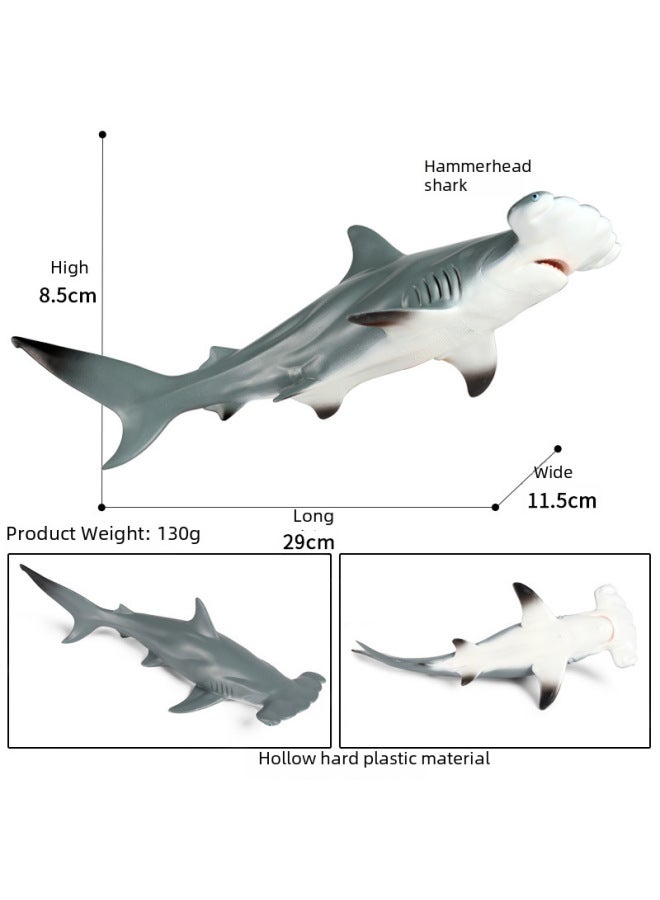 نموذج لعبة محاكاة الحيوانات البحرية للأطفال، زخارف بلاستيكية، سمك القرش المطرقة، سمك القرش النمر، القرش الأبيض الكبير، سمك القرش ميغالودون - اللون: نموذج سمك القرش النمر المجوف حوالي 0.18 كجم - Image 3