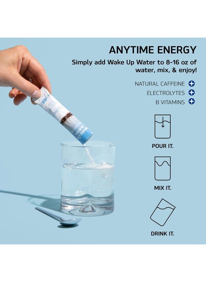 Wake Up Water مزيج الطاقة + الترطيب – جوز الهند – عبوات مسحوق الطاقة + الترطيب مع الكافيين الطبيعي، الإلكتروليتات، وفيتامينات ب | بدون سكر | وقود يومي بدون انهيار أو توتر | (جوز الهند/15 حبة) - Image 3