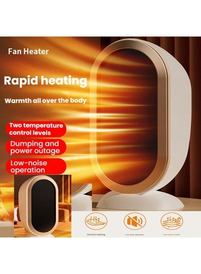 NIBEMINENT سخان مروحة كهربائية، سخان كهربائي، سخان طاولة مدمج صغير، ترموستات تسخين سريع هادئ للغاية سخان آمن صغير للمكتب المنزل الغرفة (أبيض) - Image 2