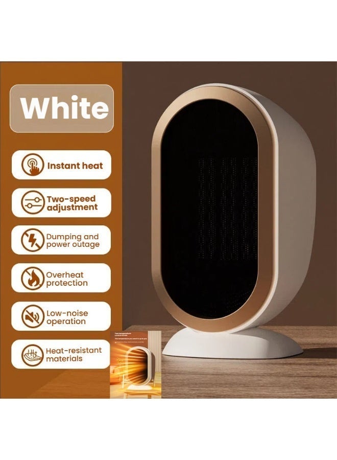 NIBEMINENT سخان مروحة كهربائية، سخان كهربائي، سخان طاولة مدمج صغير، ترموستات تسخين سريع هادئ للغاية سخان آمن صغير للمكتب المنزل الغرفة (أبيض) - Image 1