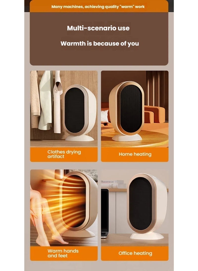 NIBEMINENT سخان مروحة كهربائية، سخان كهربائي، سخان طاولة مدمج صغير، ترموستات تسخين سريع هادئ للغاية سخان آمن صغير للمكتب المنزل الغرفة (أبيض) - Image 4