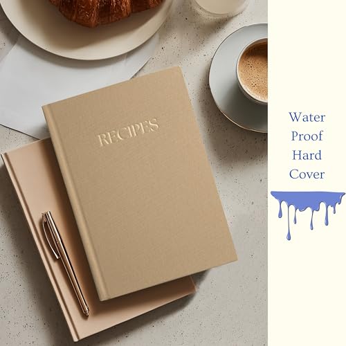 Paperell Recipe Book to Write in Your Own Recipes - Recipe Book - Premium Water-Resistant Fabric Hard-Cover Recipe Journal - Blank Recipe Notebook - Keepsake Gift for Mom - Sand - Image 3