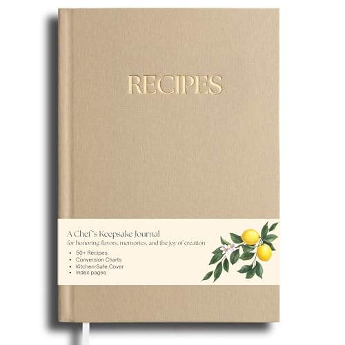 Paperell Recipe Book to Write in Your Own Recipes - Recipe Book - Premium Water-Resistant Fabric Hard-Cover Recipe Journal - Blank Recipe Notebook - Keepsake Gift for Mom - Sand - Image 1