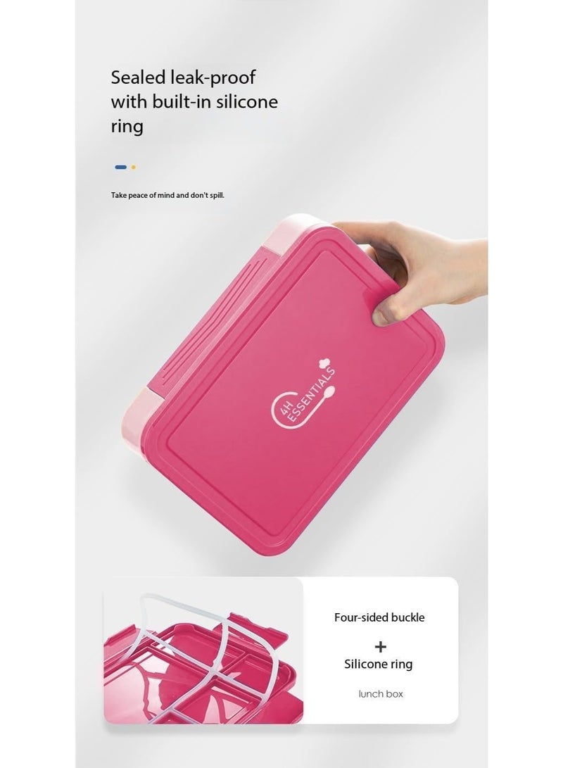 4h Essentials Premium Leak Proof Bento Lunch Box with 6 Compartments – BPA Free, Microwave Safe lunch box for Adults & Kids daily use for School, Office and Travel (Pink Rose) - Image 2