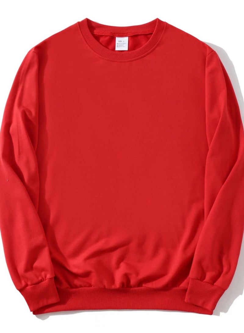 Loquat Autumn-Winter Solid Color Round Neck Hoodie