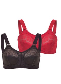 Lasso Non Padded Wire Free Lace Bras - 2 Pieces - Colours (red- brown)