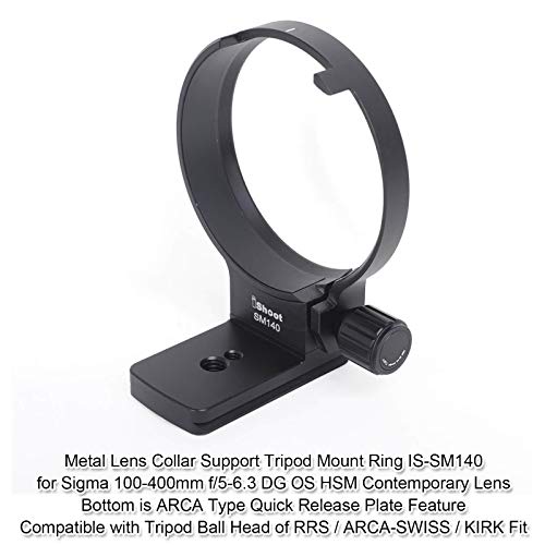 iShoot Tripod Mount Ring, Lens Collar Support Compatible with Sigma 100-400mm f/5-6.3 DG OS HSM Contemporary Lens (EF/F Mount), Bottom is ARCA Quick Release Plate for ARCA-Swiss Fit Tripod Ball Head - Image 2