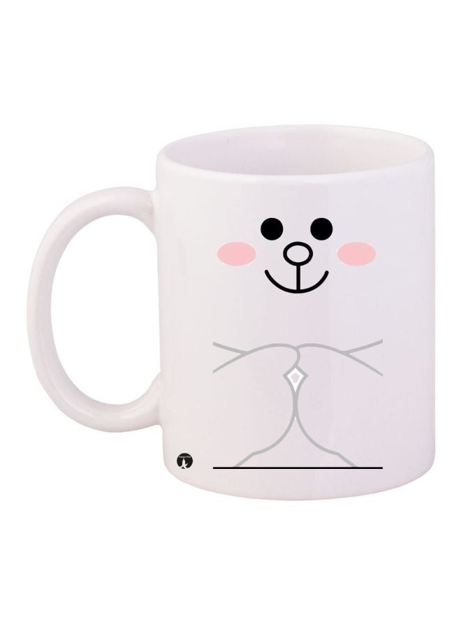 Cartoon Printed Coffee Mug White/Black/Pink 11ounce