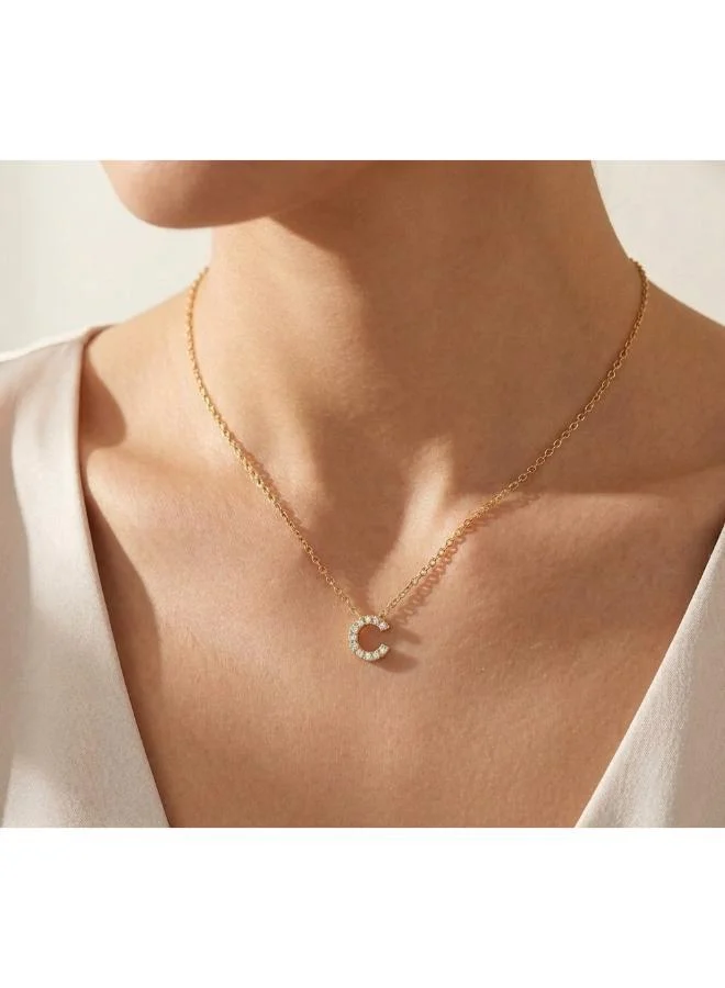 روفو Letter C  Initial Pendant Necklace 18k Gold Plated