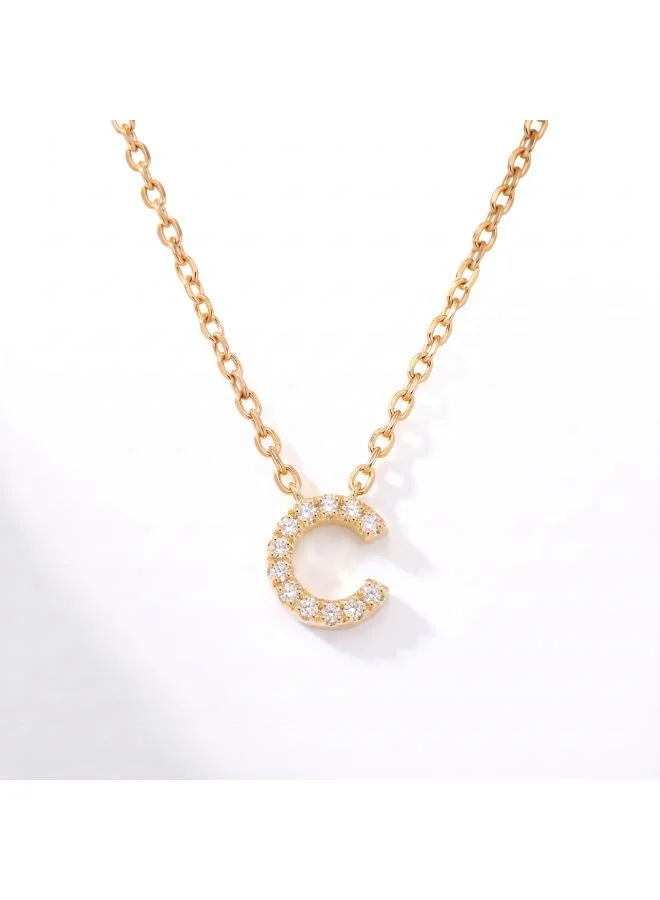 روفو Letter C  Initial Pendant Necklace 18k Gold Plated
