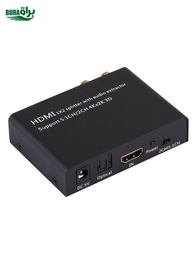 BURAQ - محول HDMI 1x2 مع مُستخلص صوت، يدعم 5.1CH / 2CH، 4Kx2K، 3D - Image 1